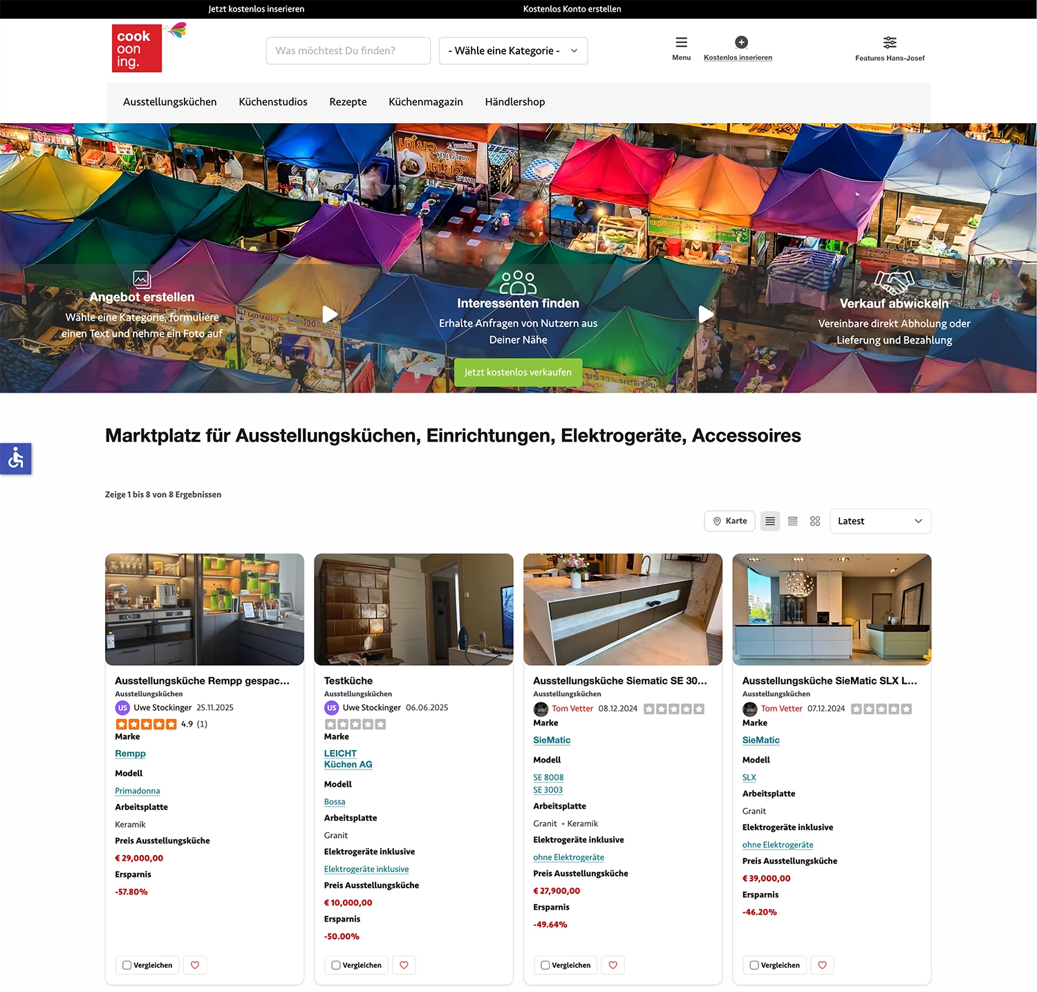 cookooning.com - Plarttform für Ausstellungsküchen